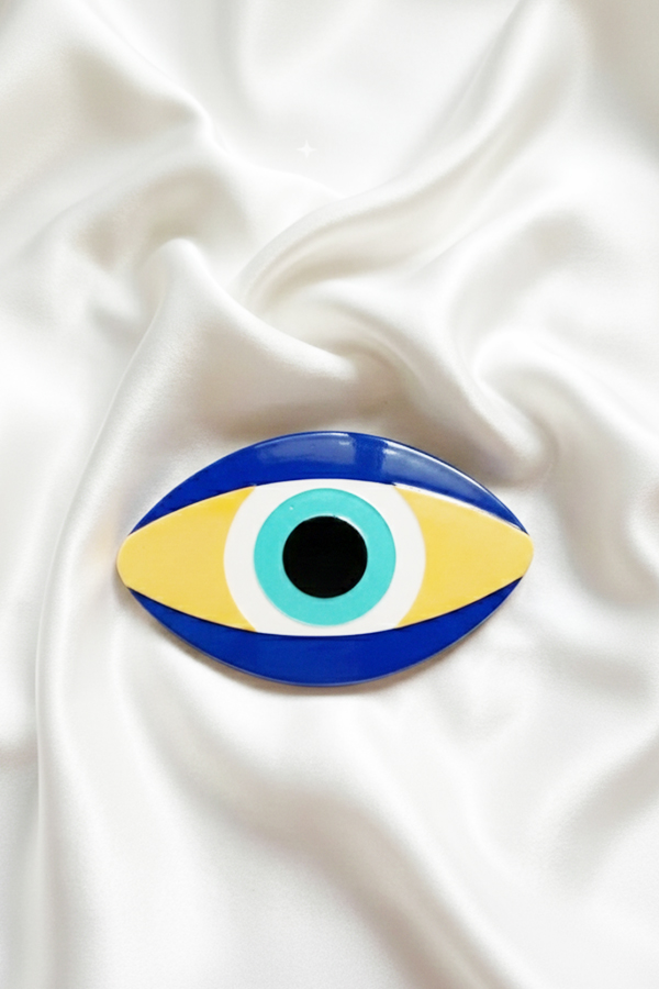 Ornate Greek Key & Evil Eye Mosaic Pattern Coaster