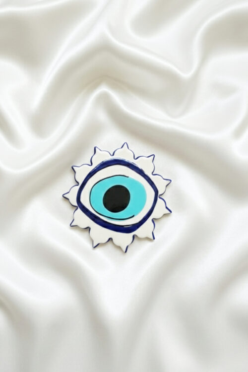 Whimsical Ceramic Starburst Evil Eye Coaster