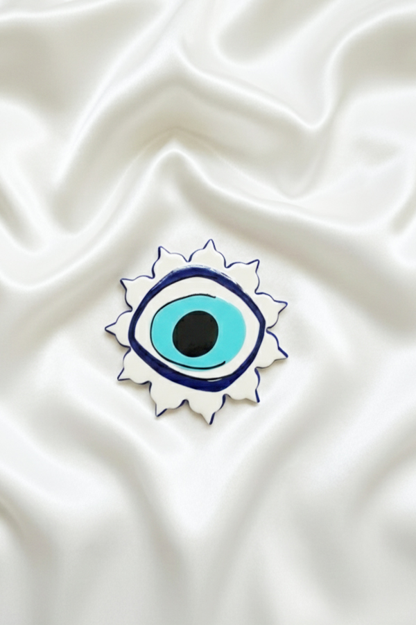 Whimsical Ceramic Starburst Evil Eye Coaster