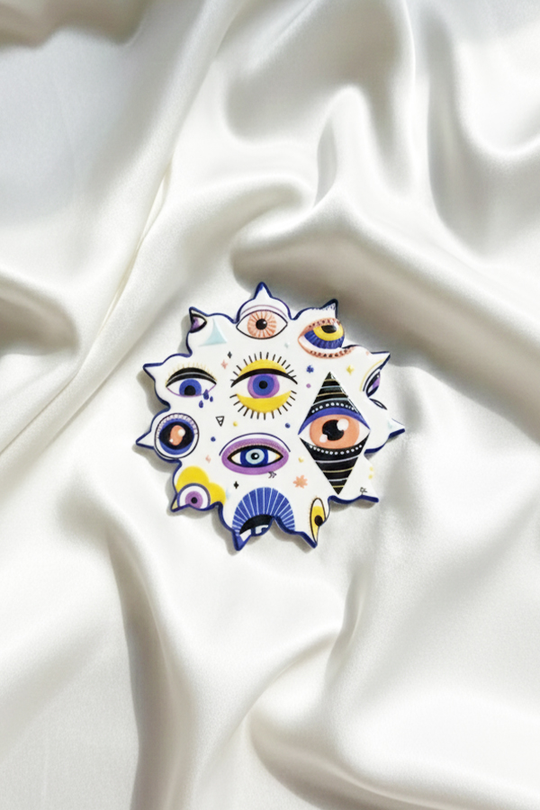 Vibrant Multi-Color Mandala & Evil Eye Mosaic Coaster