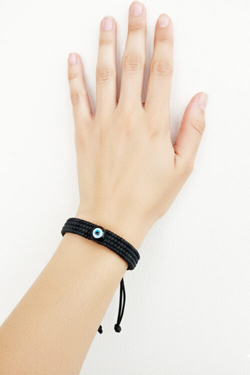 Classic Black Thread Evil Eye Bracelet – Adjustable Braided Nazariya for Daily Protection (3 Piece)