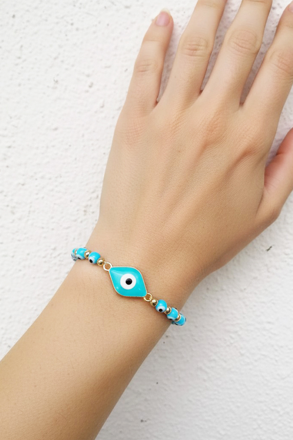 Turquoise & Gold Evil Eye Bracelet