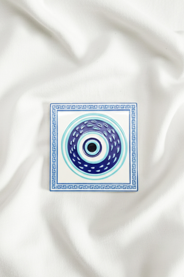 Decorative Ceramic Square Evil Eye Coaster