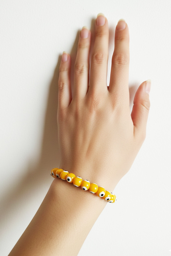 Yellow Evil Eye & Silver Accent Protection Bracelet