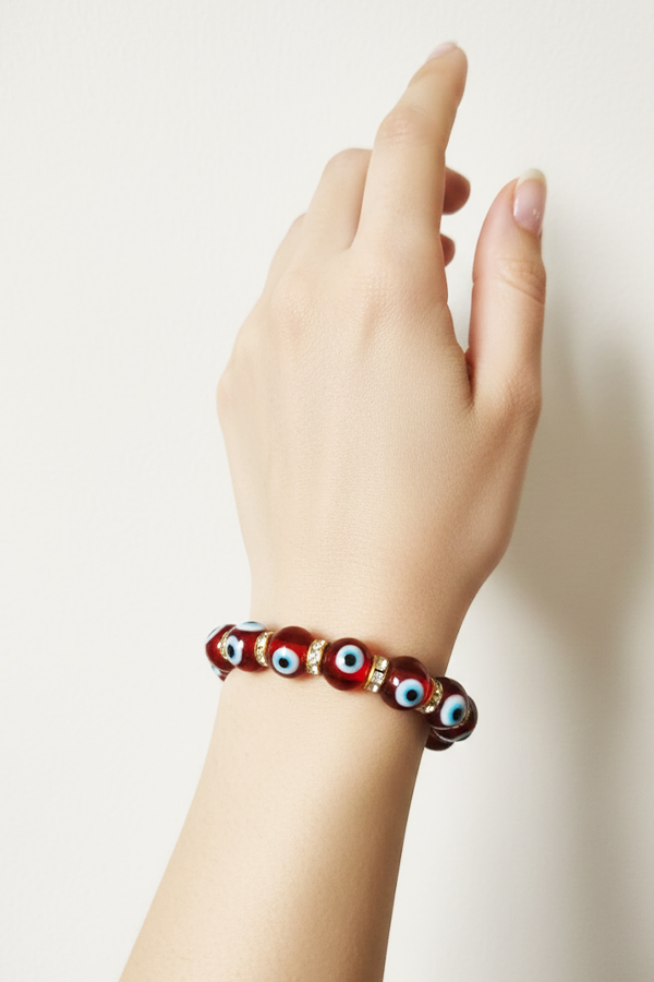Crimson Sparkle Evil Eye Bracelet – Red Nazar Beads