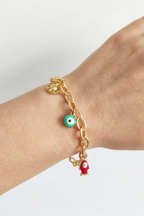 Gold Tone Trio Charm Bracelet