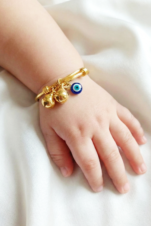 Pair of Golden Adjustable Evil Eye Baby Nazariya Bangles