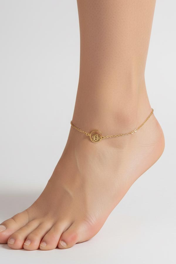 Delicate Gold Evil Eye Anklet – Protection Charm for Women