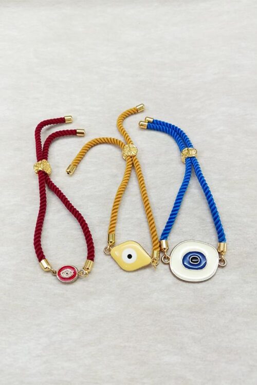 Bold Red, Yellow & Blue Evil Eye Adjustable Bracelet Combo – Set of 3